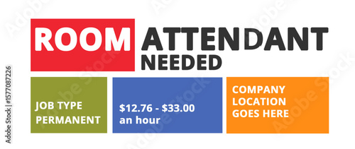 Room attendant banner design with dummy information inside it and an EPS editable file.