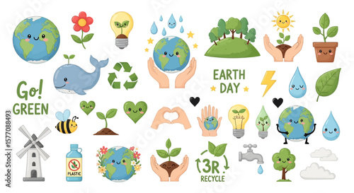 Earth Day Clipart Collection Sustainable Icons for a Green Planet and Environmental Awareness Designs