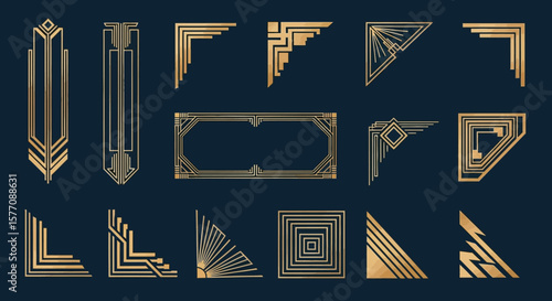 Elegant Art Deco Vector Frames and Borders Vintage Gold Geometric Design Elements Collection for Creative Projects