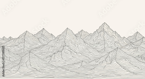 Mountain Range Abstract Wireframe Illustration for Backgrounds and Conceptual Designs