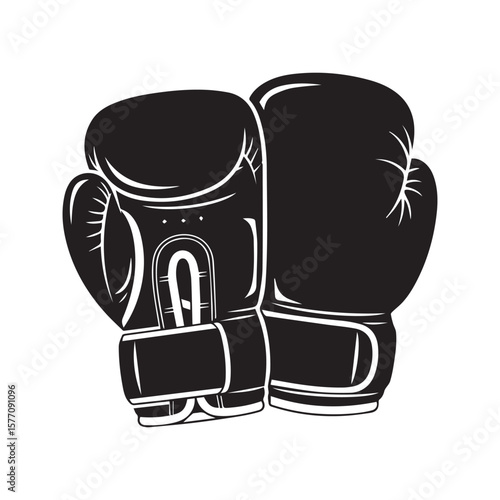 Boxing Gloves Silhouette Icon Fight Equipment Training Punch Sport