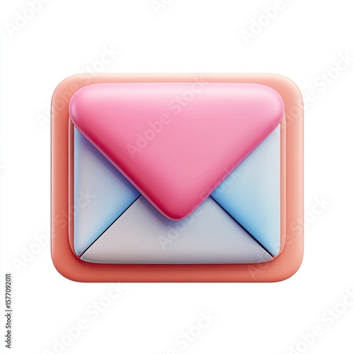 Delightful 3D Cartoon Email Icon with Smooth and Colorful Design Elements