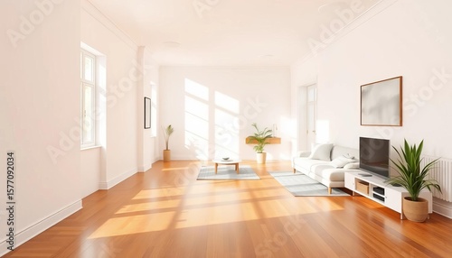 Wallpaper Mural Minimalist white apartment, sunlit, hardwood floors,  space,  style Torontodigital.ca