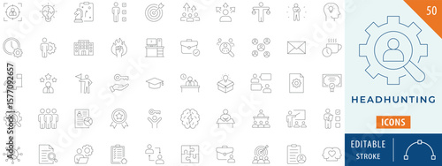 Headhunting icon collection set. Editable stroke.