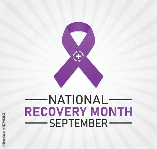 National Recovery Month Purple Ribbon Addiction Awareness Poster