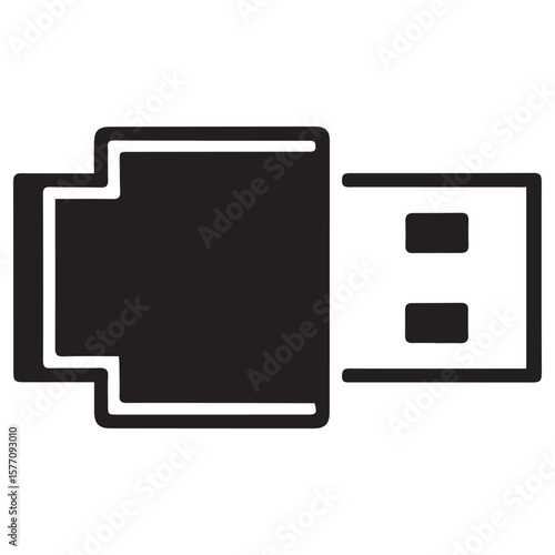 Simple black and white icon representing a usb flash drive with a clean modern design and rounded corners