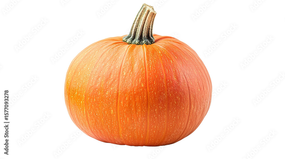 Obraz premium A round, orange pumpkin with a textured surface and a thick, short stem.