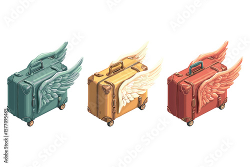 variety of isometric magic chests for fantasy and treasure design, featuring glowing enchanted boxes in flat 3D style