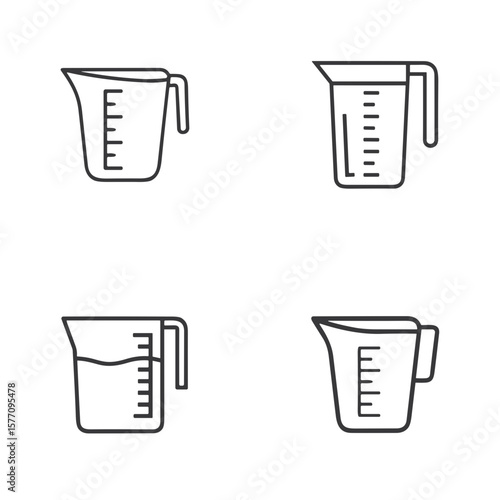 Measuring cup icon set for kitchen blogs, recipe websites, culinary clipart, product design, cooking education, and baking presentations