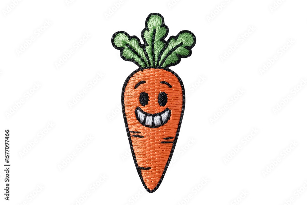 Happy orange carrot embroidered patch green Happy orange carrot embroidered patch green