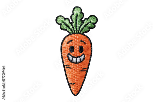 Happy orange carrot embroidered patch green