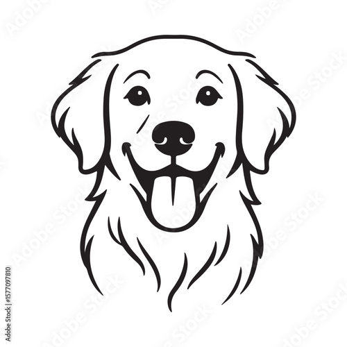 Golden Retriever Dog Head Icon – Happy Pet Face Silhouette Vector Art


