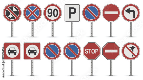 Road signs collection traffic regulations symbols traffic signs