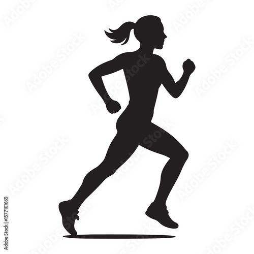 Silhouette of a woman running in athletic pose vector illustration