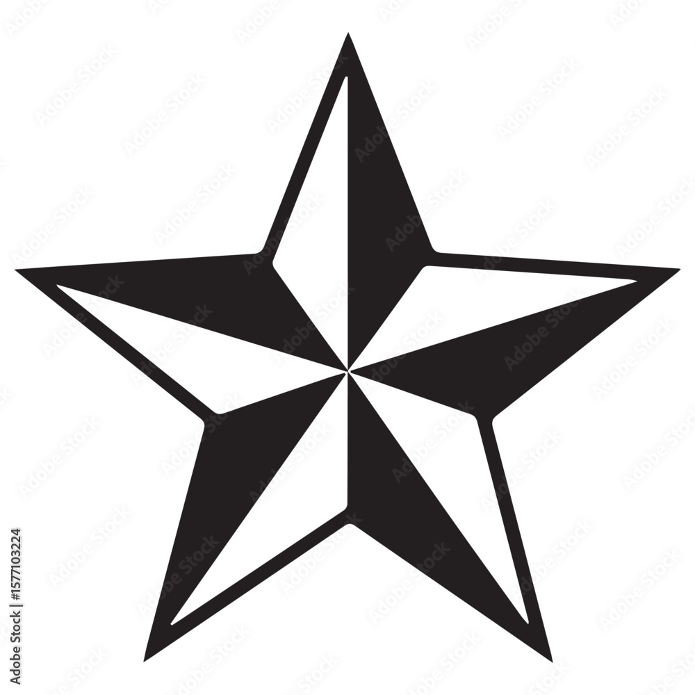 Obraz premium A classic five pointed star symbol with alternating black and white segments radiating from the center against a clean white background