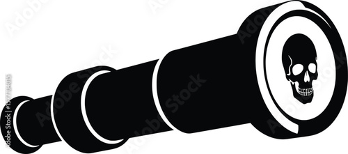 Vector Pirate Spyglass in Monochrome Design for Nautical Exploration