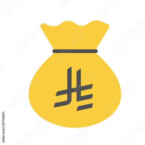 Gold money bag with Saudi riyal symbol. Vector illustration