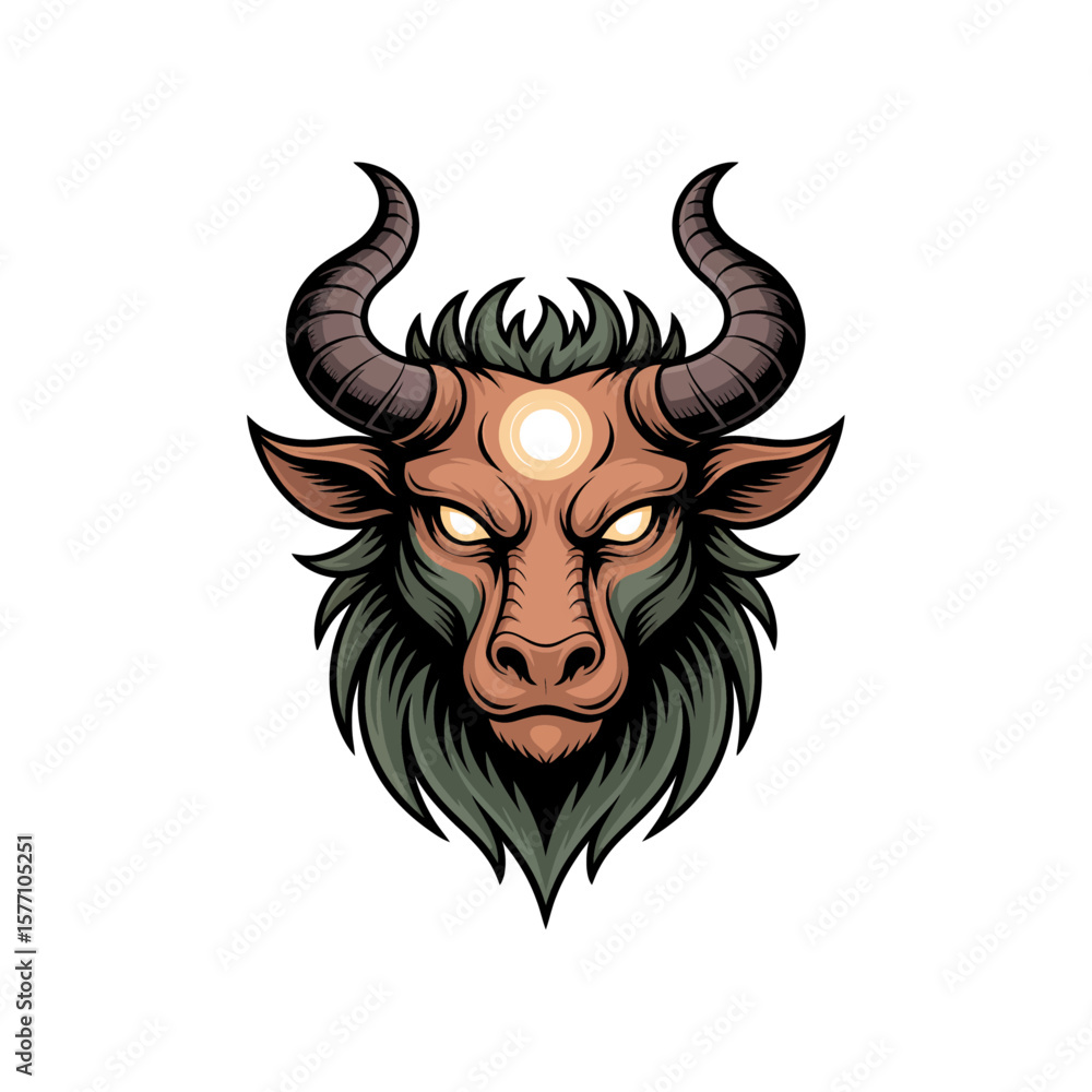 vector art of a horned forest guardian with mystical glowing design vector art of a horned forest guardian with mystical glowing design