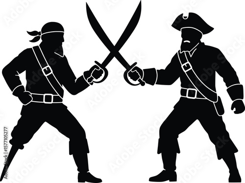 Vector Illustration of Swashbuckling Sword Fight on the High Seas