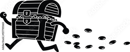 Escaping treasure character silhouette