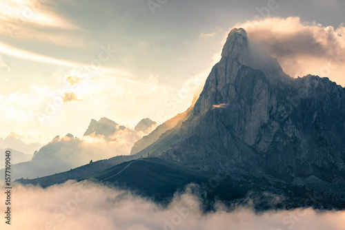 Passo Giau at a magical sunset in the Dolomites