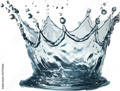 Water splash illustration in a crown shape capturing the freshness and purity of h2o