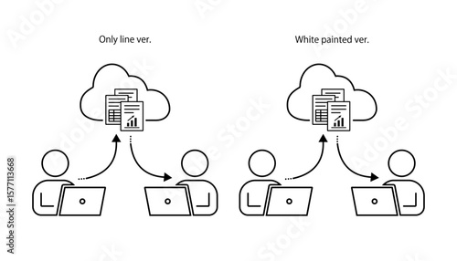 クラウドを利用して情報を共有する人物のピクトグラム
