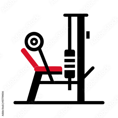 Adjustable leg press exercise machine icon on white background.