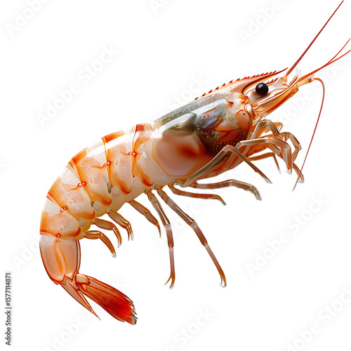 Natural shrimp with tail and isolated on transparent picture