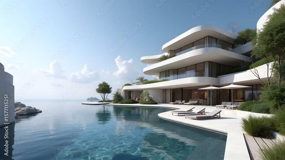 Fototapeta premium swimming pool and hotel