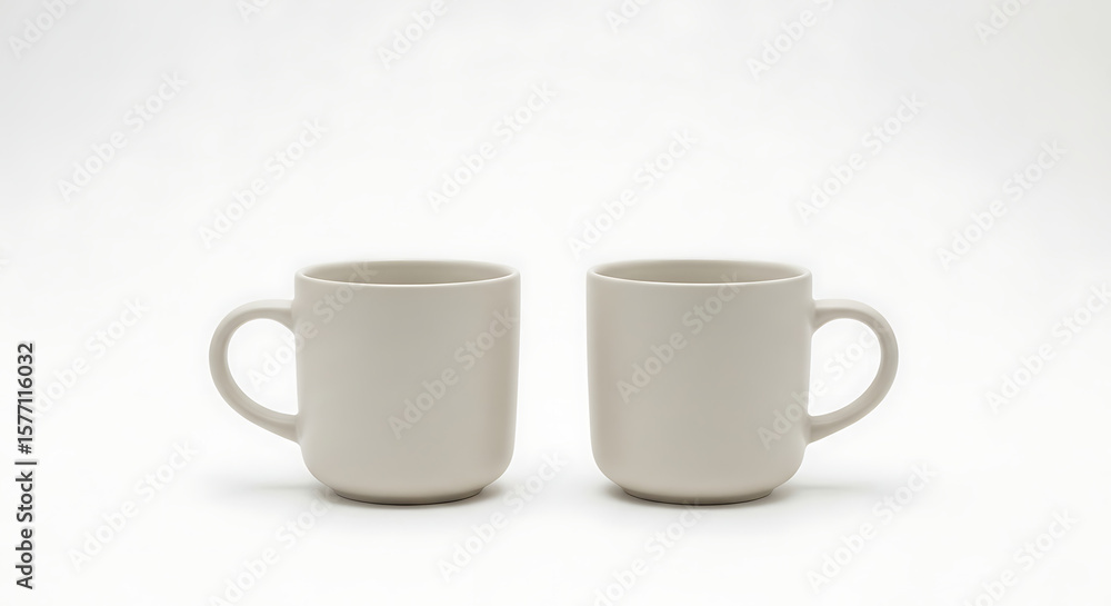 Obraz premium White ceramic coffee mug isolated on a white background, an empty blank single beverage object for hot morning breakfast tea or coffee