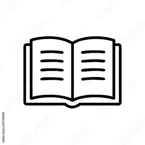 Open book with blank pages in minimal line art style  
