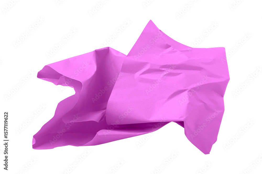 Fototapeta premium Pink crumpled paper isolated on transparent background 