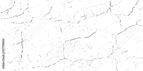 "Grunge cracked texture on white background with black fracture lines and speckles. Perfect for vintage effects, aged surfaces, abstract design, backgrounds, and distressed graphic projects"
