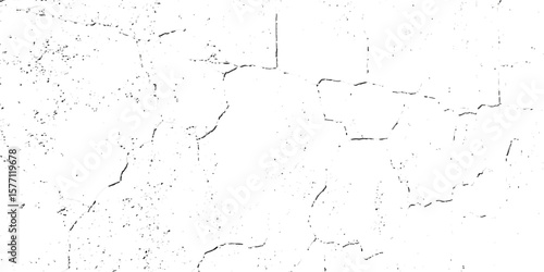 "Grunge cracked texture on white background with black fracture lines and speckles. Perfect for vintage effects, aged surfaces, abstract design, backgrounds, and distressed graphic projects"