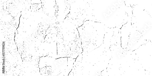 "Grunge cracked texture on white background with black fracture lines and speckles. Perfect for vintage effects, aged surfaces, abstract design, backgrounds, and distressed graphic projects"