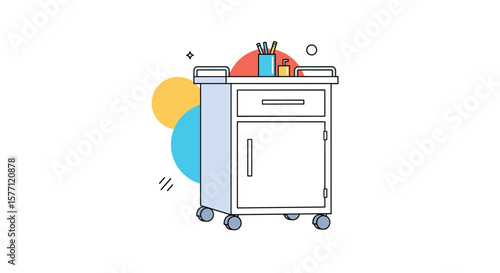 A simple medical cart with drawers and storage compartments for healthcare settings