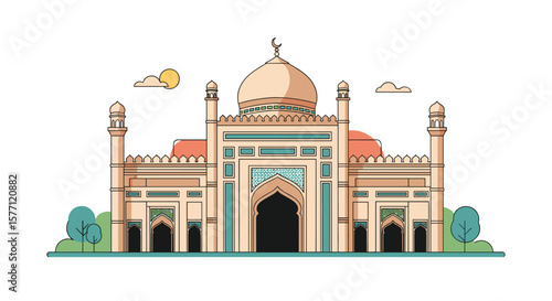 Historic grand mughal architecture of badshahi mosque lahore pakistan tourism