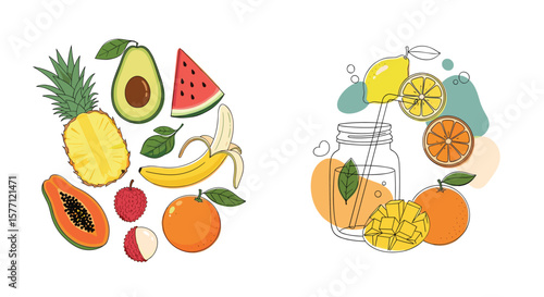 Vibrant assortment of fresh tropical fruits and citrus delights perfect for healthy living