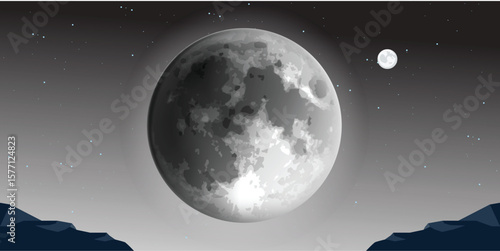 Moon glowing crater surface meteo vector