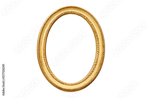 a gold oval frame with a decorative pattern
