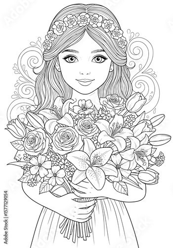 girl with flowers