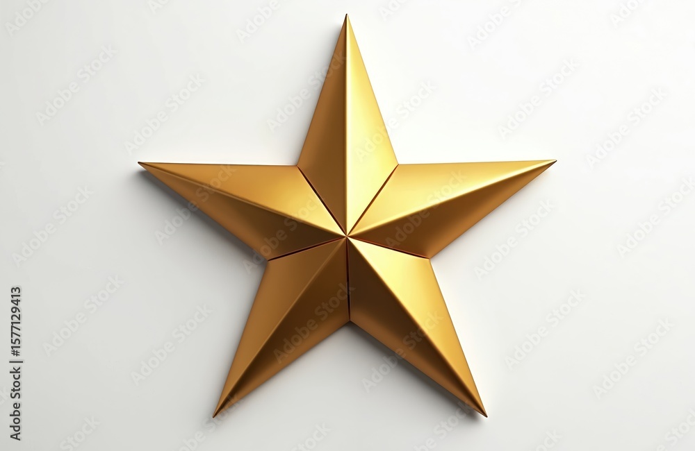 Obraz premium Gold star on white background. Sharp, high-res image with clean, isolated star design. Bright, luminous, metallic, single, floating in space, with subtle shadow.