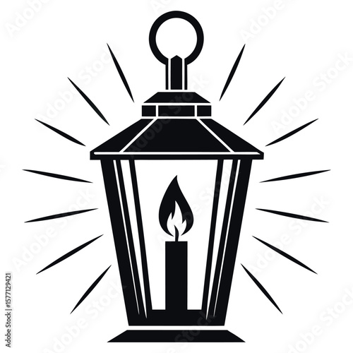 A candle lantern with light rays vector illustration.
