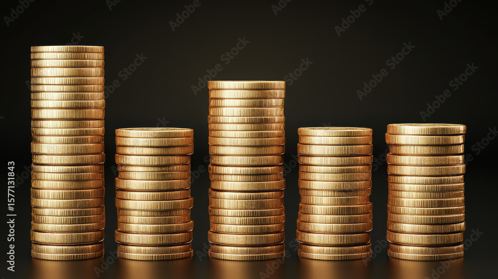 Stacked gold coin, finance investment concept, shiny metallic currency, wealth growth background Stacked gold coin, finance investment concept, shiny metallic currency, wealth growth background