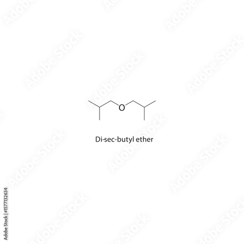 Di-sec-butyl ether skeletal structure. Acyclic branched ether compound schematic illustration. Simple diagram, chemical formula.