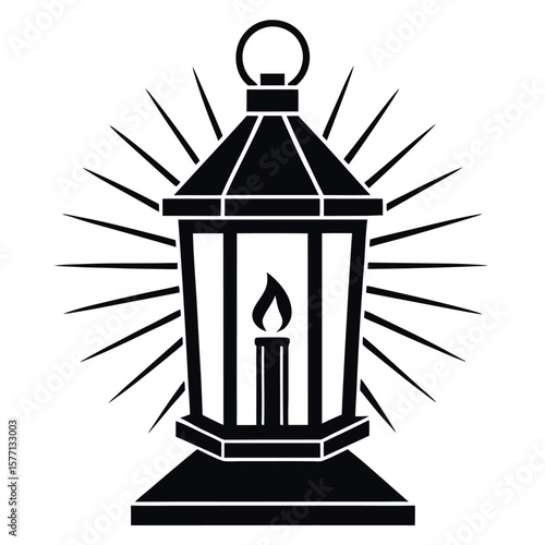A candle lantern with light rays vector illustration.
