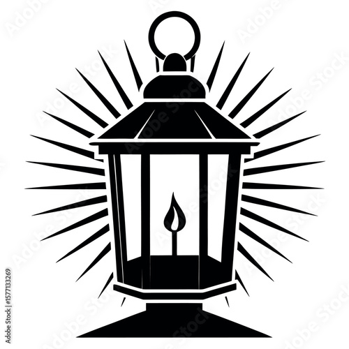 A candle lantern with light rays vector illustration.
