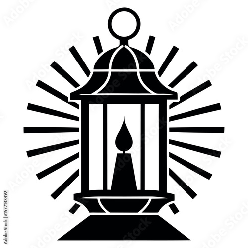 A candle lantern with light rays vector illustration.
