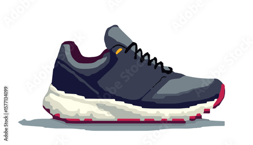 Vector gray pixel sneakers, representing workouts and active lifestyle.